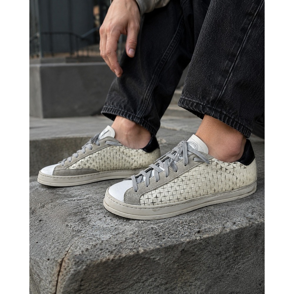 P448 John Overload Low Top White Woven Sneakers Women's Shoes Size 40 US 9.5